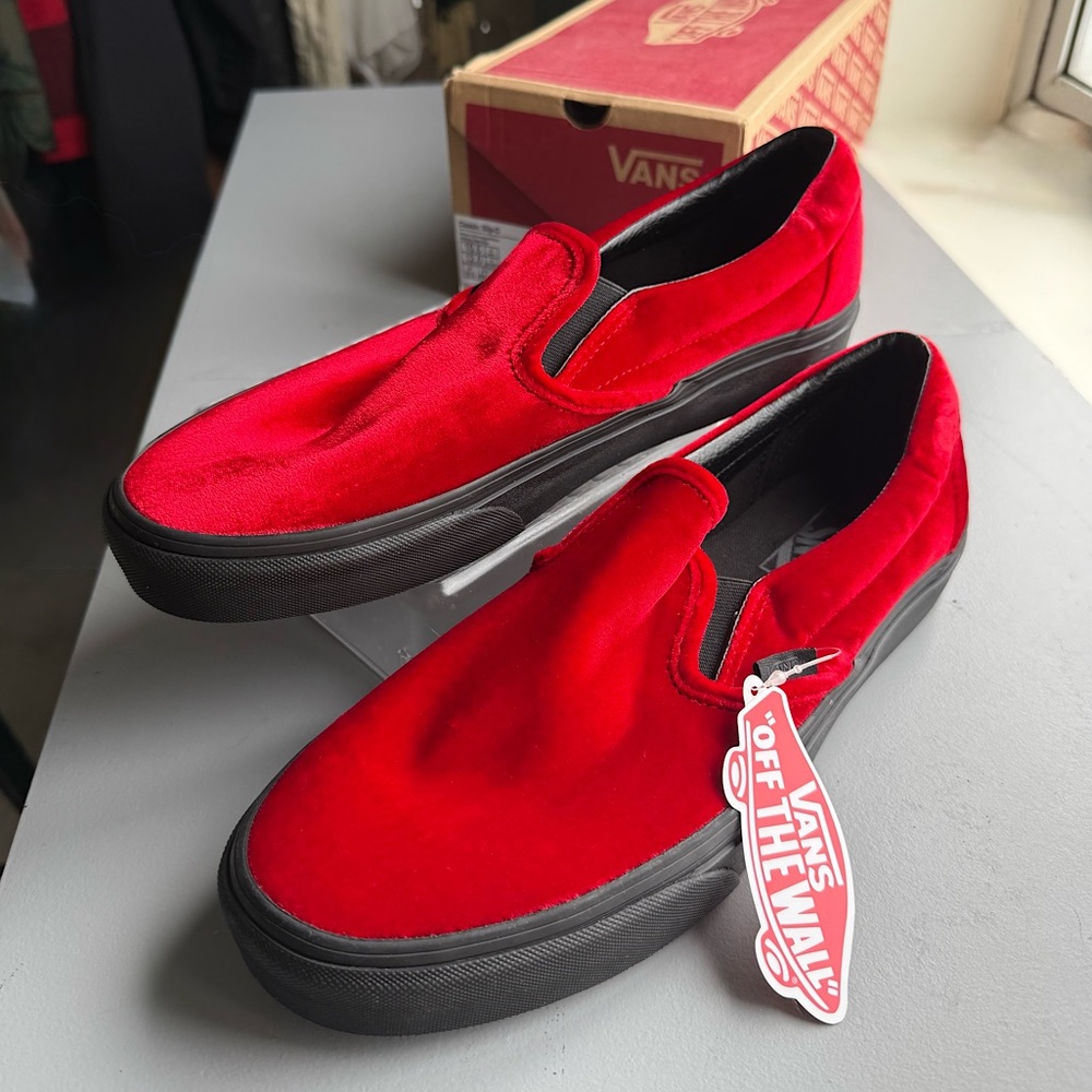 NWT Vans Velvet Chili Pepper Slip-Ons